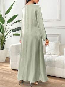 Yasmyna 女士优雅V领长袖亮片蝴蝶连衣裙 - 綠色 - 查看 2