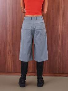 COUREZ Pantalones anchos de talle bajo y cortos tipo patinador / Conjuntos de salida Y2K para mujer Ropa de otoño Ropa de invierno Ropa de vuelta al colegio - Azul - Ver 3