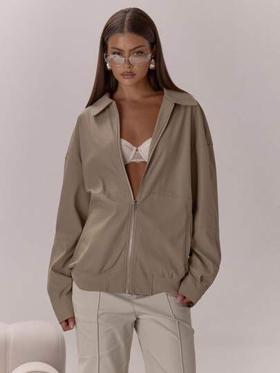 MUSERA Oversized Zip Down Cinched Faux Leather Jacket Only Classy Sexy Night Out Occasion Vacation Office Layered Winter Party Elegant Spring