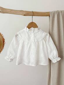 Blossori 女婴法式优雅荷叶边泡泡袖A字衬衫