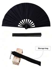 SHEIN Hand Fans, Hand Fans For Foldable, - Rave Fan - Premium Fabric Large Folding Fan Fans, Line Dancing, Chinese Martial Arts Kung Fu Fan, Tai Chi Dance Fan, Nylon-Cloth Vintage Retro Fabric Fans, Stage Performance Folding, Fan DIY Graffiti Solid Color Fan - Multicolor - View 12