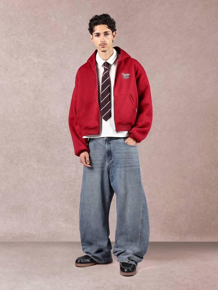 Full Zip Hoodie With Centre Pocket And Drawstrings