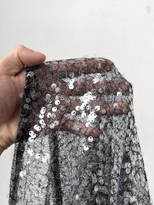 SHEIN Clasi Solid Color Casual Loose Fit Long Sleeve Sequin Shirt - Grey - View 8