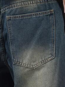 SUMWON Wide Leg Vintage Wash Jeans Flared Bell Bottom Denim Pants Retro Y2K Fashion Skater Style Streetwear Relaxed Fit Classic 5 Pocket Design Fall Winter Plain - Blue - View 5