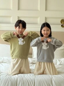 Genkimix Kids 2件套男童宽松绿色卫衣+宽松裤子 - 彩色 - 查看 5