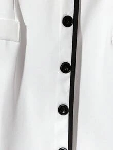 GlowEve 女士休闲单排扣口袋直筒裙，百搭 - 白色 - 查看 4