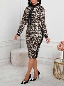 Fleurora Autumn And Winter Elegant Commuting Office Colorful Knitted Zipper Long Sleeve Plus Size Co-Ords Fall Clothes For Women Autumn Clothes Fall Outfits For Women Fall Clothes Fall Women Clothes Autumn Outfits For Women Autumn Women Winter Clothes Winter Clothes For Women Winter Set Women's Winter Clothes Brown - Multicolor - View 5