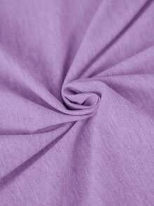 EMERY ROSE V-Neck Exposed Shoulder Graphic Print Long Sleeve Elegant Minimalist Sweatshirt Fall Cloth For Women Winter Autumn - Purple - View 4