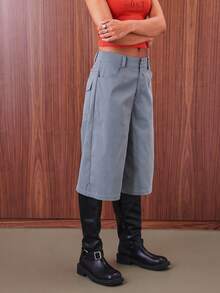 COUREZ Pantalones anchos de talle bajo y cortos tipo patinador / Conjuntos de salida Y2K para mujer Ropa de otoño Ropa de invierno Ropa de vuelta al colegio - Azul - Ver 6