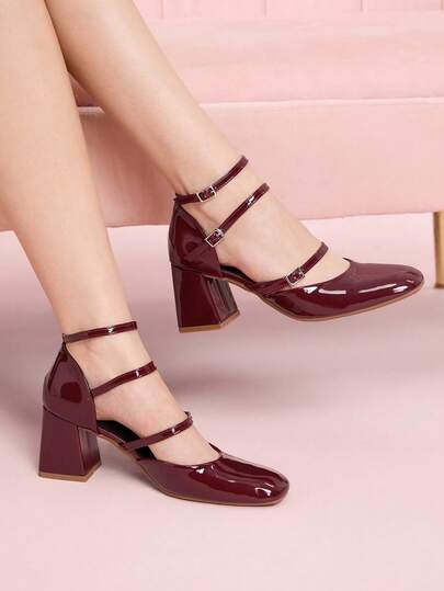 CUCCOO DOLLMOD 女士时尚酒红色高跟鞋