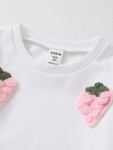 SHEIN 2 Stücke/Set Mädchen Street Sweatshirt Set, geeignet für Frühling & Herbst Outdoor, Kinder bedruckter Strick Sweatshirt & Skinny Hose süßer Outfit - Weiss - Übersicht 4