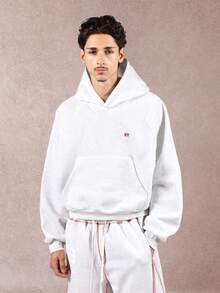 SUMWON Áo hoodie phong cách Gothic dáng rộng in họa tiết đồ họa ở lưng cho thời trang dạo phố thu đông thường ngày - Xám - Xem 2