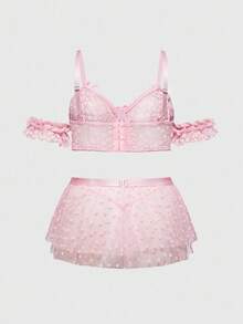 ROMWE Kawaii 大码性感娃娃装内衣套装 - 粉色 - 查看 2