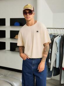 Manfinity Hypemode Men's Fashionable Palm Tree Print Short Sleeve T-Shirt - Apricot - View 5