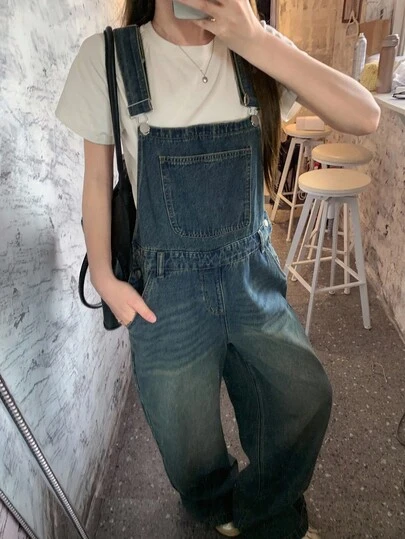 DAZY 秋冬新款宽松休闲牛仔背带裤和女式连体裤