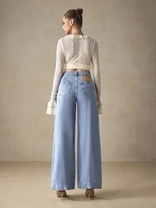 Selenza Solid Wide Leg Jeans - Light Wash - View 2