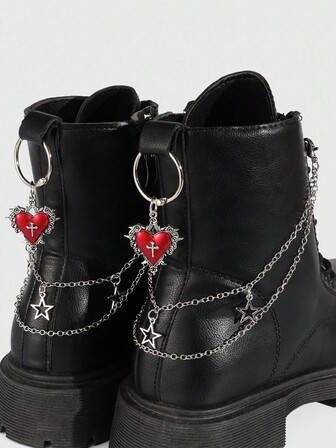 Grunge Punk 4pcs Punk Style Pentagram Chain Shoe Decorations