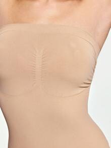 SHAPORA Casual Comfortable Solid Color Seamless Bodysuit - Apricot - View 5