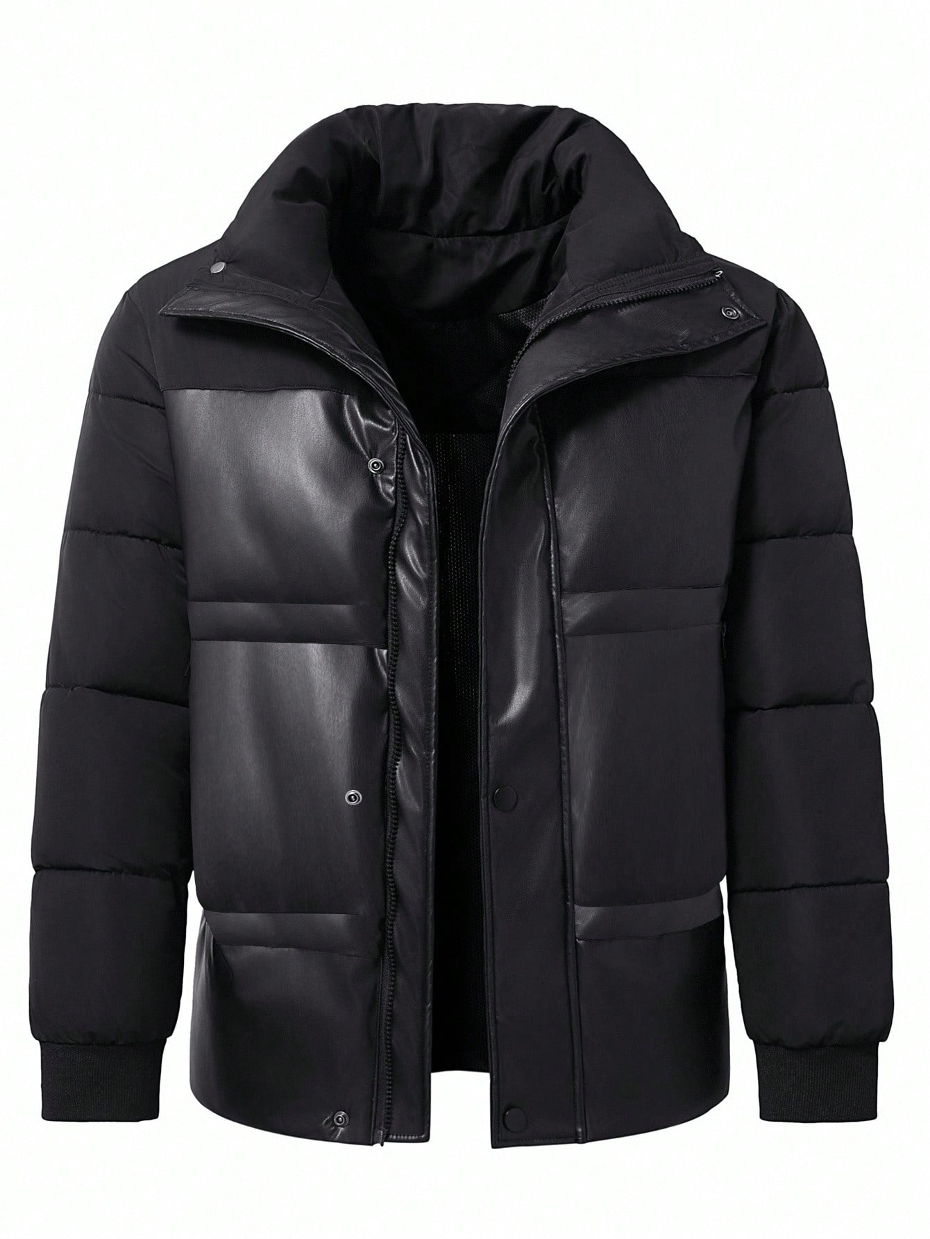 Manfinity Homme معطف كاجوال طويل الأكمام مبطن مع س...