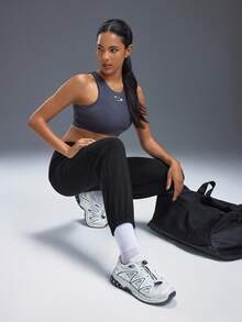 Powerista Women's Casual Solid Color Sports Pants - Black - View 5