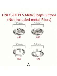 SHEIN DIY 金属按扣带紧固件钳按压工具套件，用于缝纫和手工制作（9.5 毫米），适用于衣服、背包、连体裤、缝纫和工艺品 - 銀色 - 查看 13