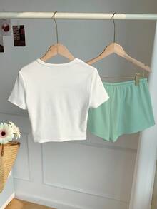 Comfortcana 2025 Neues Damen Lässig Set mit Schleife & Hasen Muster, locker geschnitten, 2-teilig, Alltagsmode