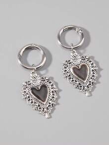 ROMWE 2pcs/Set Vintage Gothic Devil Eye & Heart Pendant Shoe Boot Bag Decoration Accessories - Black - View 2