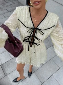 Chiquease Women's Elegant Tie Front Fringe Long Sleeve Jumpsuit Fall Clothes For Women Fairy Jumpsuit Elegant Jumpsuit For Women Classy Outfits For Women Chic Women's Jumpsui Christmas Women's Clothing Autumn Fall Clothes For Women Autumn Clothes Fall Outfits For Women Autumn Outfits For Women Fall Clothes Autumn Women Fall Women Clothes - Apricot - View 1
