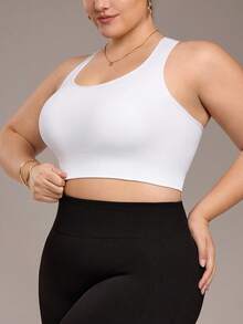 Gameset SHEIN Sport Supportive Plus Size Crop Sports Bra In White For Comfortable Workouts Support Sports Bra Gym Bra High Support Sports Bra - White - View 2