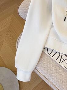 INAWLY Casual Loose Solid Color Hoodie, Autumn/Winter Fall Cloth For Women - White - View 7