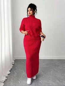Elenzga Setelan Sweater Ukuran Besar untuk Natal dan Halloween, Pakaian Musim Gugur dan Musim Dingin untuk Wanita. - Merah - View 7