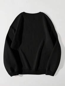 EMERY ROSE Plus Size Halloween Sweatshirt, Plus Size Graphic Long Sleeve Crew Neck Pullover, Street Style Fall Cloth For Women Winter Autumn - Black - View 2