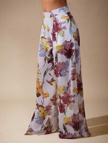 Vixey Floral Print Casual Fashion Loose Wide-Leg Women Pants - Multicolor - View 5