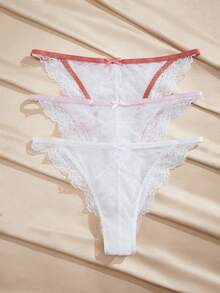 Snug Zone Women's Lace Bow Decor Fashion Thong Panties - Multicolor - View 6