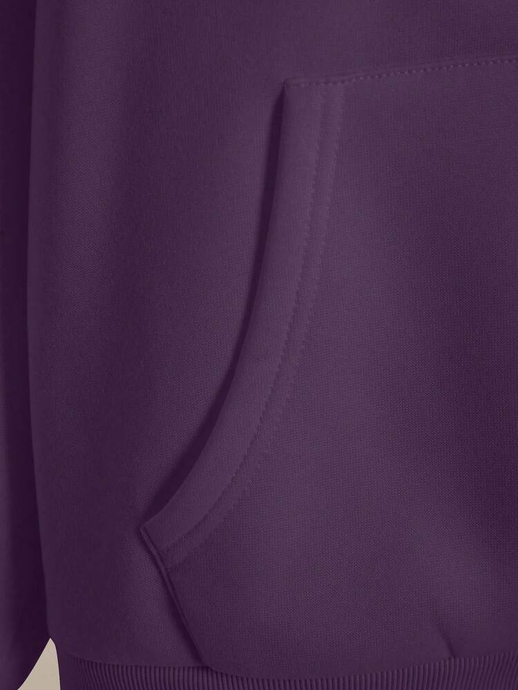 INAWLY Sweat-shirt-shirt à capuche femme polyvalent et , manches longues, épaules tombantes, fermeture éclair, poches, cordon de serrage, couleur unie, automne - Prune - Voir 3