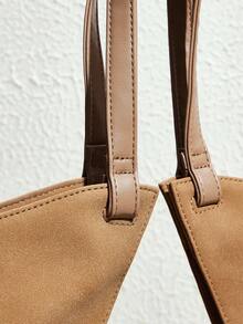 SHECARRY Fashionable Versatile Casual Patchwork Shoulder Tote Bag - Apricot - View 5