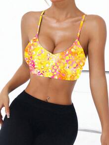 Easithlete 女士时尚豹纹运动文胸 - 彩色 - 查看 3