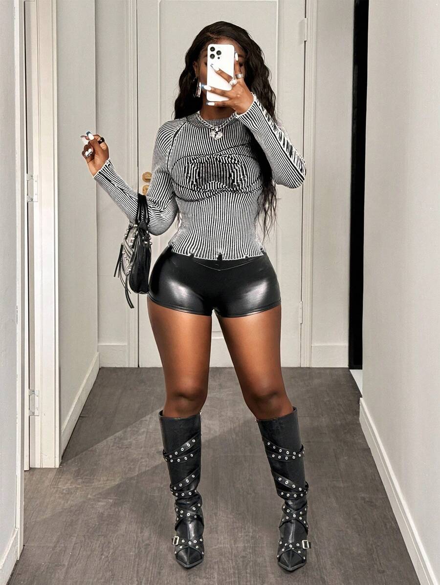 BamGleam Áo len dệt kim tay dài cho nữ, màu xám và đen, nhiều màu, trang phục thường ngày khi đi chơi và dự tiệc, mùa xuân/thu/đông - Xám - Xem 1