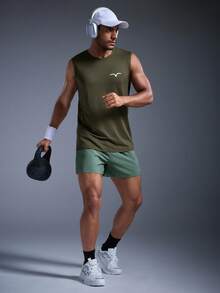 DRIFTMERE Men's Summer Seagull Print Casual Sleeveless Tank Top - Army Green - View 7