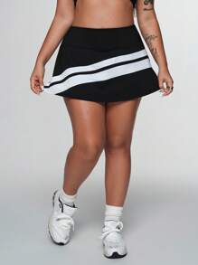 Rhythm Era Spódnica sportowa damska w dużym rozmiarze z wysokim stanem i blokami kolorów, z krótkimi spodenkami i kieszeniami, odpowiednia do noszenia na co dzień, biegania, jogi, siłowni i tenisa