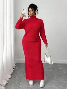 Elenzga Setelan Sweater Ukuran Besar untuk Natal dan Halloween, Pakaian Musim Gugur dan Musim Dingin untuk Wanita. - Merah - View 5