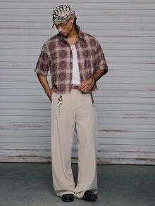 AXEPEAK Męskie spodnie casualowe o prostym, luźnym kroju ze szlufkami na pasek, idealne na jesień - Morela - Zobacz 6