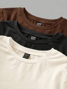 SHEIN EZwear 3 件套大码女式圆领休闲修身长袖 T 恤套装，适合秋冬季 - 彩色 - 查看 5