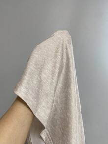 SHEIN EMERY ROSE CURVE Neue Damen Große Größen bedrucktes Splicing V-Ausschnitt locker sitzende Kurzarm T-Shirt