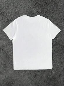 Manfinity Dauomo 男士复古风格白色 T 恤，配吸烟猫图案，Y2K 复古 T 恤，猫 T 恤，时尚街头服饰图案 T 恤 - 白色 - 查看 2