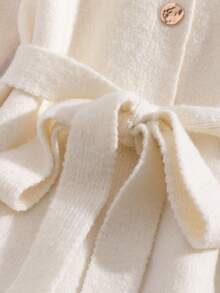 SHEIN Franclia 女士圆领纽扣配腰带长款针织毛衣裙