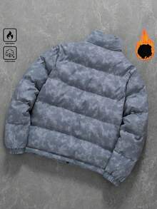 PAVTROS Manfinity Streetrush 男士防风保暖长袖拉链羽绒服，秋冬户外男士羽绒服，男士冬季外套，保暖内衬羽绒服，冬季羽绒服，男士泡泡大衣 - 灰色 - 查看 2