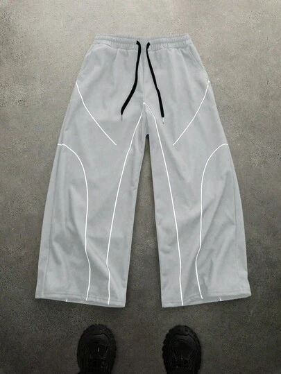 Manfinity EMRG 大码男式撞色饰边抽绳腰运动裤