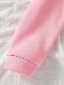 Sparklyn Tween Girls Cute Sweet Floral Bow Print Double Layer Zipper Pocket Loose Jacket, Casual Vacation Versatile, Autumn/Winter Fall - Pink - View 6