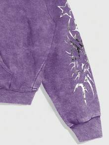 ROMWE MEN Street Life Sudadera con capucha estampada con copos de nieve para hombre, de manga larga, para otoño